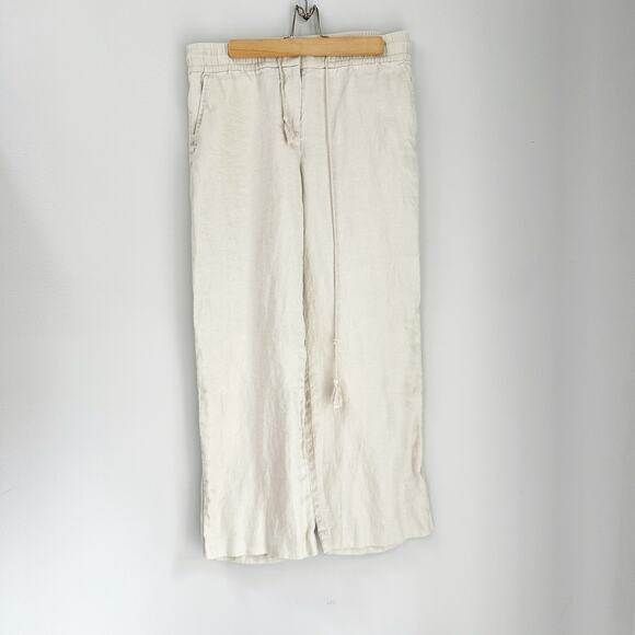Ann Taylor LOFT Petites 100% Linen Wide Leg Pants 8P Beige Casual - Picture 2 of 6